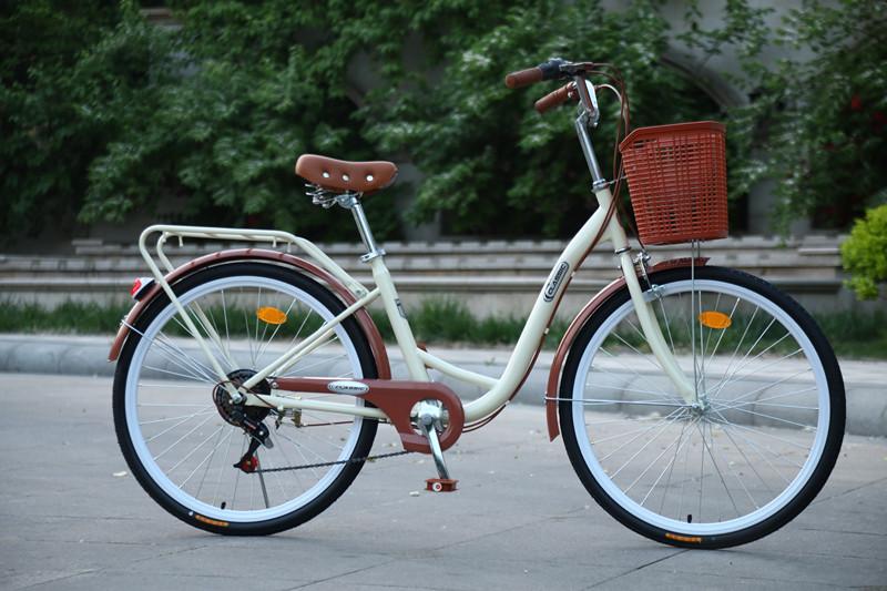 Бежевый женский городской велосипед