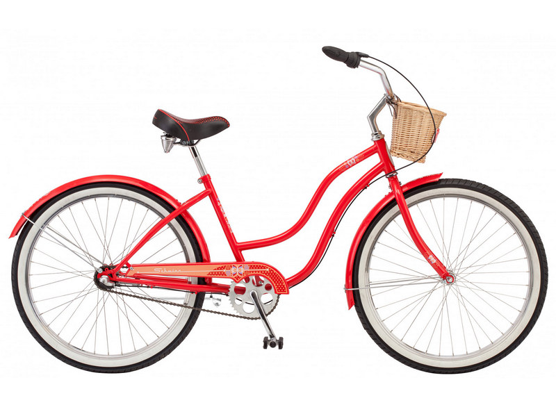 Красный женский городской велосипед