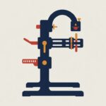 Стилизованная векторная иллюстрация профессионального станка для правки колес к 50-летию модели Park Tool TS-2